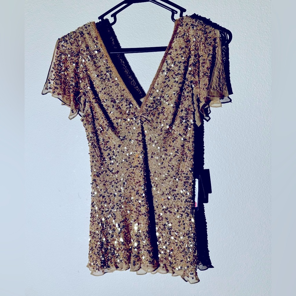Gold Sequin V Cut Top!